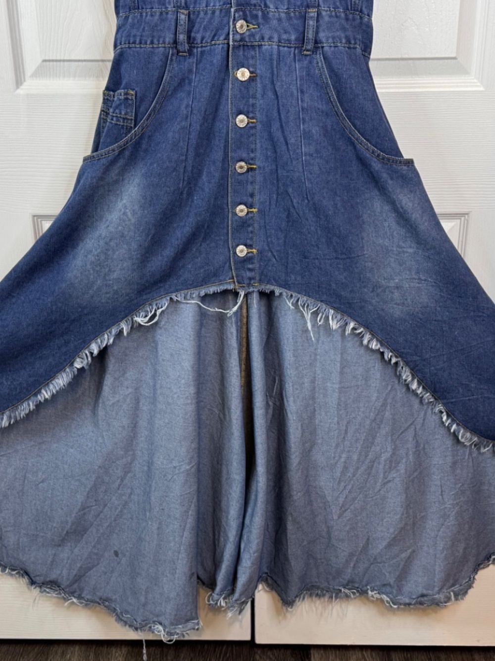 Dark Denim Mini Hi-Low Dress Size L - Picture 5 of 10